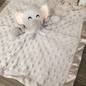 Pro Goleem Gray Baby Lovey Crinkle Ear Elephant Security Blanket Minky Dot Satin